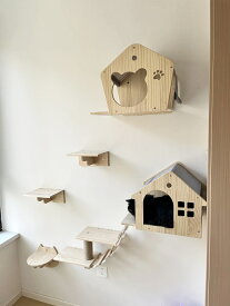 猫の壁クライミングハウス棚ベッド壁掛けツリータワー隠しハウスヴィラ城屋内猫用アクセサリー睡眠