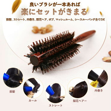 ロールブラシ 豚毛 おすすめ カールブラシ ヘアブラシ ブローブラシ ブロー くし 髪 髪の毛 巻き髪 前髪 耐熱仕様 美容師 くせ毛 レディース 木製 毛 頭皮 美髪ケア 血行促進 静電気 艶 メンズ 血行 サンビー 豚毛ブラシ 美容師 猪毛 マッサージ 櫛 クシ