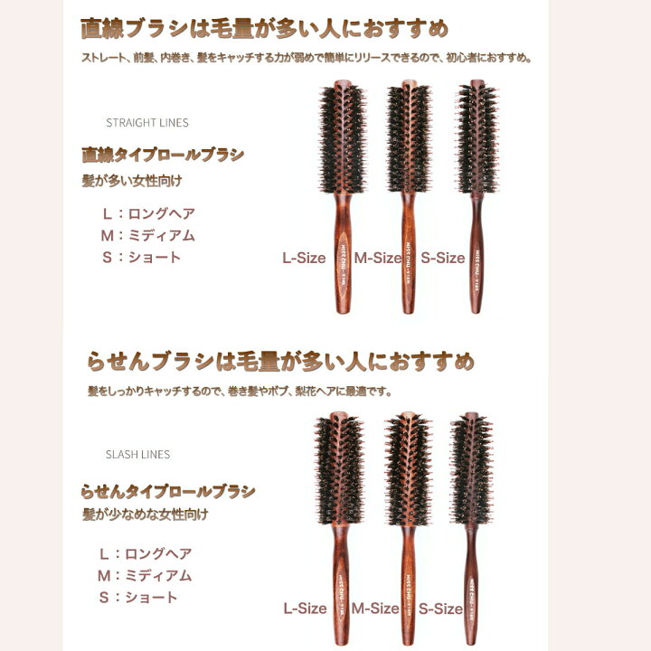 楽天市場 ５のつく日p５倍 豚毛 ロールブラシ ヘアブラシ おすすめ カールブラシ ブローブラシ ブロー くし 髪の毛 巻き髪 前髪 豚毛ブラシ 頭皮マッサージブラシ 頭皮マッサージ 男性 耐熱仕様 美容師 くせ毛 レディース 木製 頭皮 メンズ 血行 ヘアーブラシ