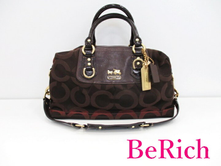 中古美品 コーチ COACH ボストン2WAY オプアート ダークブラウン（楽天 