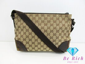 グッチ GUCCI ショルダーバッグ 114273 GG ブラウン 茶 キャンバス レザー ロゴ 斜め掛け 鞄 【中古】【送料無料】bk8800