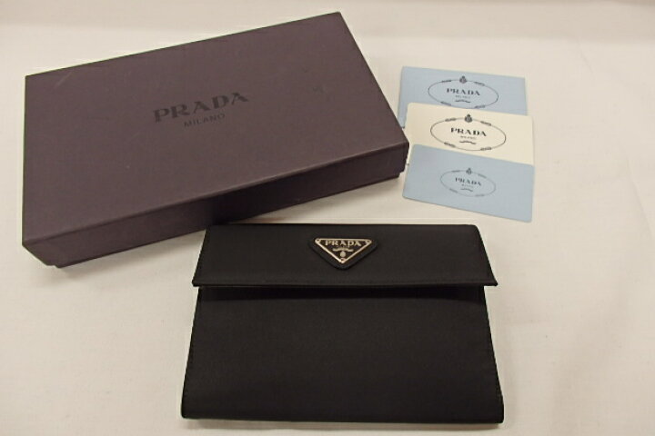 楽天市場】美品 プラダ PRADA ポコノ 三つ折り財布 M510 NERO ブラック  