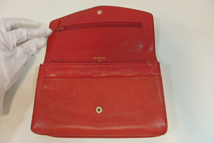 楽天市場】シャネル CHANEL キャビアスキン 二つ折り 長財布 A01434  