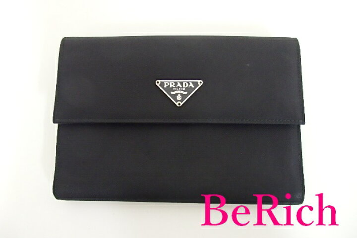 楽天市場】美品 プラダ PRADA Wホック 二つ折り財布 M507 黒 ブラック  