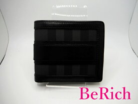 バーバリー 二つ折り 財布 黒 ブラック PVC レザー チェック メンズ BURBERRY 【中古】【送料無料】 bs3061