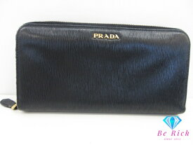 プラダ PRADA ラウンド ファスナー 長財布 1ML506 サフィアーノ レザー 黒 ブラック 赤 レッド バイカラー ロゴ 二つ折り財布 ロング ウォレット 【中古】【送料無料】bs3863