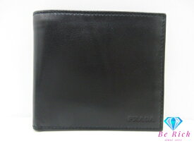 美品 プラダ PRADA メンズ 二つ折り財布 2M0738 サフィアーノ レザー 黒 ブラック ロゴ コンパクト ウォレット 【中古】【送料無料】 bs4057