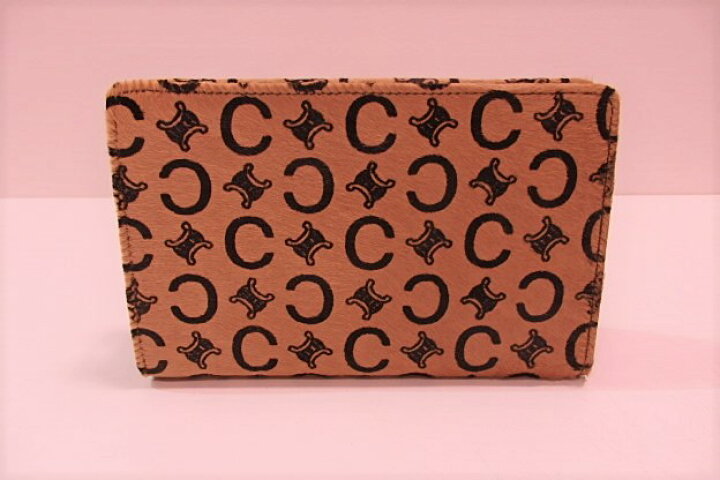 楽天市場】美品 セリーヌ CELINE ポーチ Cマカダム ベージュ ブラウン  