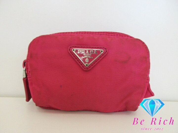 楽天市場】プラダ PRADA ポーチ ピンク ナイロン ロゴ 三角 プレート  