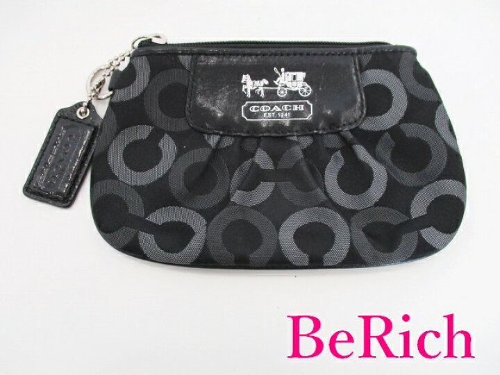 美品】COACH アクセサリーポーチ 2way 黒 12950 オプアート