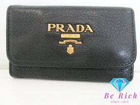 プラダ PRADA 6連 キーケース 1PG222 サフィアーノ レザー ブラック 黒 ロゴ キーホルダー アクセサリー 小物 【中古】【送料無料】 bc2032