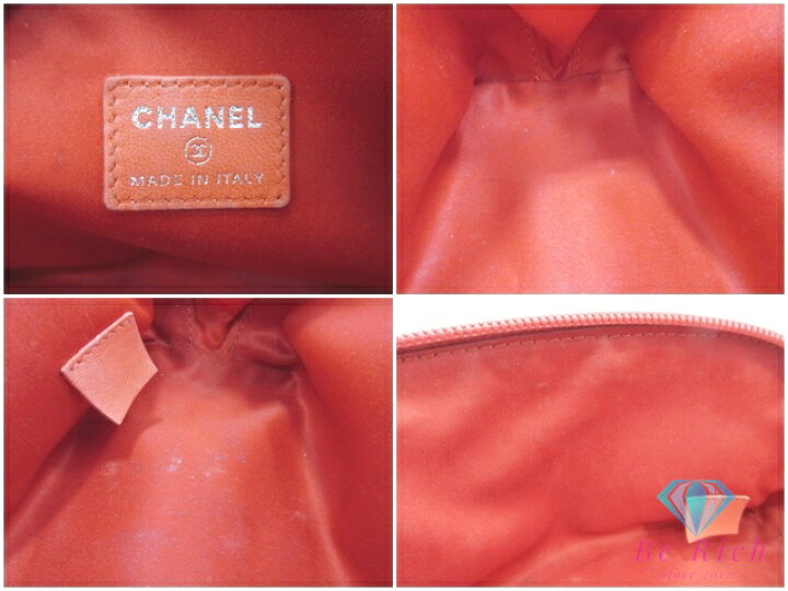 楽天市場】シャネル CHANEL カメリア コスメ ポーチ レッド 赤 レザー 