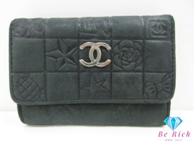 シャネル CHANEL 6連 キーケース アイコン ライン 黒 ブラック ラム スキン レザー ココマーク CC ロゴ キーホルダー アクセサリー 小物 チョコバー ブロック 【中古】【送料無料】 bc2280