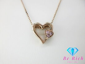 フォリフォリ Folli Follie SV925 ライン ストーン 付 ハート モチーフ ネックレス ペンダント ピンク ゴールド ジュエリー アクセサリー 【中古】【送料無料】 ba2778