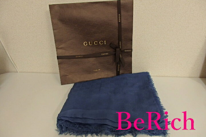 楽天市場】グッチ GUCCI 大判 正方形 ストール GG 柄 ブルー 青 