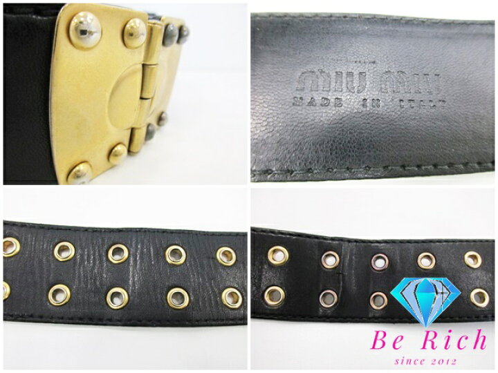 楽天市場】ミュウミュウ miumiu レザー ベルト 黒 ブラック レザー 