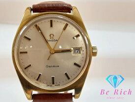 オメガ OMEGA ジュネーブ メンズ 腕時計 デイト 136041 ゴールド ブラウン SS レザー ブレス 手巻き アナログ ウォッチ アンティーク ヴィンテージ Geneve 【中古】【送料無料】 bt2931