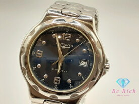 ロンジン LONGINES コンクエスト L1.631 メンズ 腕時計 デイト ネイビー ブルー シルバー SS ブレス クォーツ QZ ウォッチ CONQUEST 紺 青 【中古】【送料無料】 bt3162