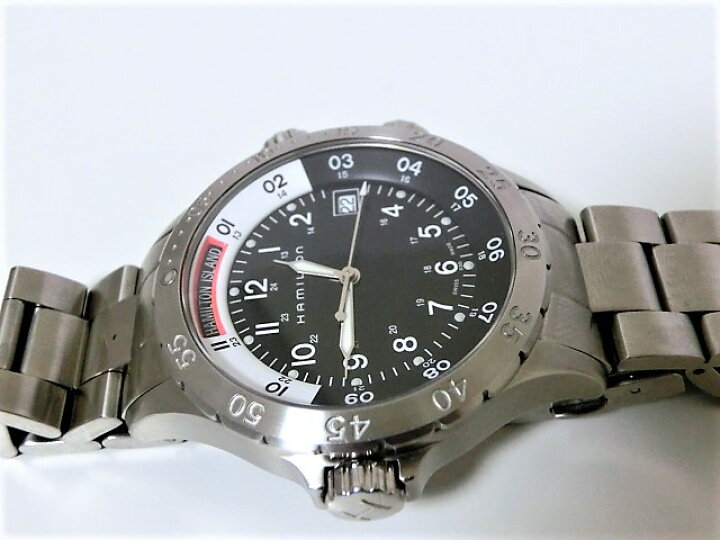 楽天市場】美品 ハミルトン H745110 カーキ ネイビーサブ GMT デイト 