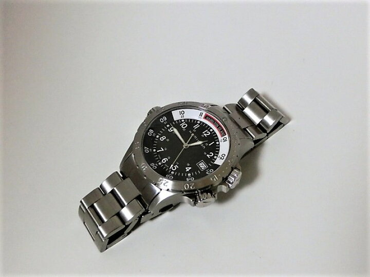 楽天市場】美品 ハミルトン H745110 カーキ ネイビーサブ GMT デイト  