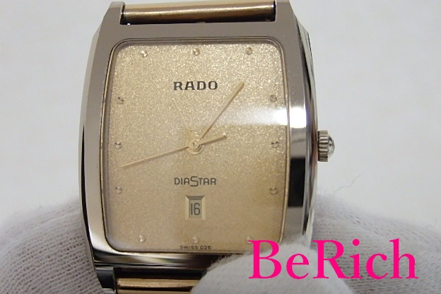 ラドー RADO ダイアスター メンズ 腕時計 デイト 152.0420.3 ゴールド 文字盤 SS ブレス アナログ クォーツ QZ ウォッチ  【中古】【送料無料】 bt1616 | BeRich 楽天市場支店