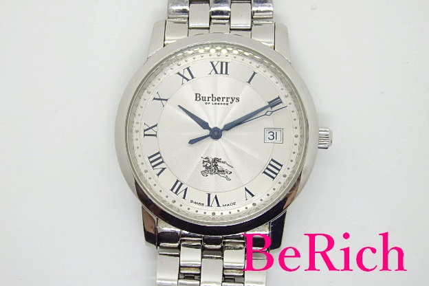 バーバリー BURBERRY メンズ 腕時計 デイト 12000G ホワイト シルバー 文字盤 SS ブレス ロゴ アナログ クォーツ QZ ウォッチ  【中古】【送料無料】 bt2020 | BeRich 楽天市場支店