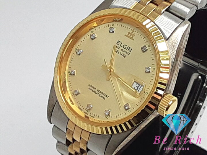楽天市場】エルジン ELGIN メンズ 腕時計 デイト FK284 デラックス 