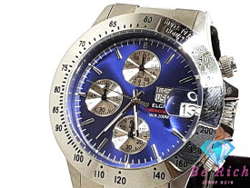 エルジン ELGIN クロノグラフ メンズ 腕時計 デイト FK-1184N-FL ブルー 青 SS アナログ クォーツ ウォッチ 【中古】【送料無料】 ht5246