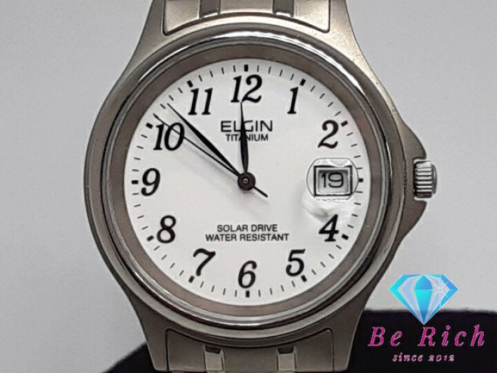 楽天市場】エルジン ELGIN ソーラー メンズ 腕時計 デイト FK1118C 白 
