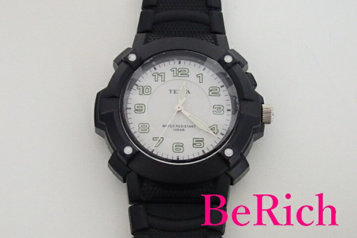 楽天市場 美品 テルバ Telva メンズ 腕時計 Tev 2343 白 ホワイト 文字盤 黒 ブラック ラバー 樹脂 ブレス アナログ クォーツ Qz ファッション ウォッチ 時計 紳士 レディース 中古 送料無料 Ht2311 Berich 楽天市場支店