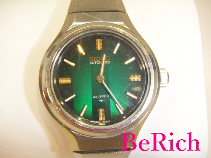 楽天市場 セイコー Seiko レディース 腕時計 2411 0060 緑 グリーン 文字盤 Ss シルバー 自動巻き At アンティーク アナログ ウォッチ 中古 送料無料 Ht2196 Berich 楽天市場支店