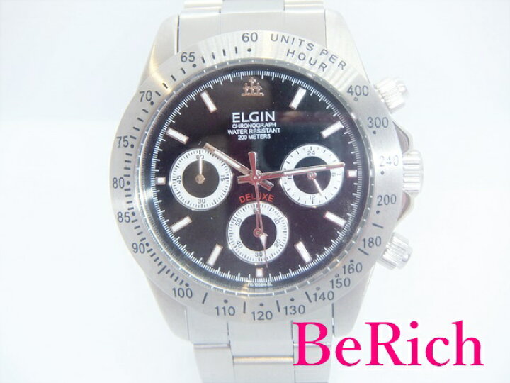 楽天市場】エルジン ELGIN メンズ 腕時計 FK-1059N-SL 黒 ブラック 