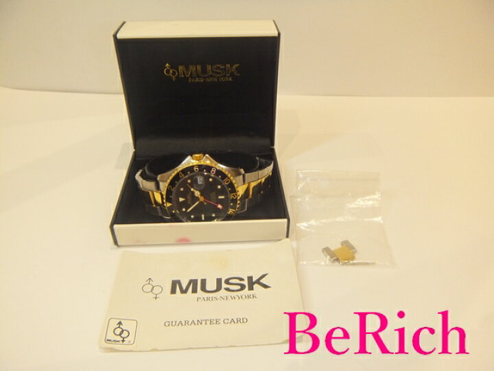楽天市場】ムスク MUSK メンズ 腕時計 黒 文字盤 SS シルバー ゴールド 