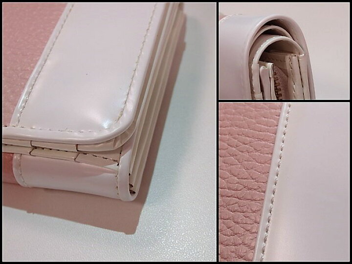 未使用品 クレージュ courreges 財布 二つ折り財布 ピンク 白 ホワイト PVC レザー 札入れ 小銭入れ ミディアム ウォレット 中財布 メンズ レディース 中古 送料無料 sh745 BeRich 支店