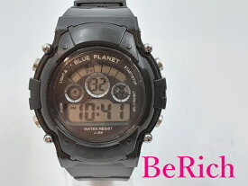 ブループラネット blue planet メンズ 腕時計 デジタル 黒 ブラック 文字盤 SS 樹脂 ブレス クォーツ QZ ウォッチ 【中古】【送料無料】 ht4456