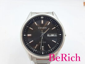 シチズン CITIZEN エクシード エコ ドライブ メンズ 腕時計 AT6030-51E 黒 ブラック 文字盤 チタン ブレス アナログ 電波 ソーラー クォーツ QZ ウォッチ EXCEED 【中古】【送料無料】 ht4645