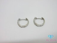 K18 WG ダイヤモンド 0.14ct 0.14ct 付 フープ ピアス ホワイト ゴールド 18金 750 メレ 宝石 ジュエリー…