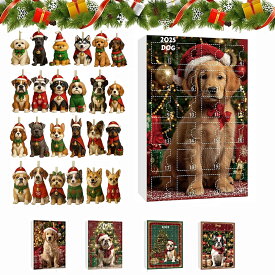 犬のアドベントカレンダー2025,2dアクリル犬の装飾、24日間の犬のクリスマス装飾品、かわいい犬のペンダントアドベントカレンダーツリー在宅ホリデーウィンドウドアウォール