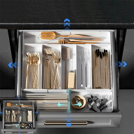 カトラリーケース (伸縮 調節可能） カトラリートレー 3面伸縮 引き出し 仕切り お手入れ簡単 キッチン収…