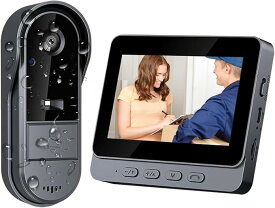 テレビドアホン インターホン カメラ付き 工事不要 【双方向通話/自動録画/暗視】 ドアホン ワイヤレス 2.4GHz無線 玄関チャイム IP65防水 屋外/室内 LEDライト付き USB充電 1000mAhバッテリー 長時間連続使用 3つの設置方法 日本語取説書 ブラック