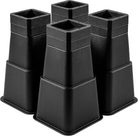 継ぎ脚 高さ調整脚 4個セット 継足 9Way 8cm 12.8cm 20.5cm 18.2cm 25.2cmなど調整可能 底上げ 延長脚 アジャスター ベッド・テーブル・ソファ・机・こたつ 高さを上げる足 テーブル脚台 多段階 高さ調節脚 暖房器具 台形 ブラック (耐荷重1000kg) 9段階の高さ調整が可能