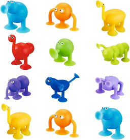吸盤 おもちゃ お風呂 知育玩具 2歳 スクイーズ 積み木 組み立て ブロック 12個セット シリコン 動物モチーフ おもしろグッズ DIY 男の子 誕生日プレゼント 女の子 3歳 壁にも使える