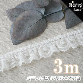 ◇ ラッセル レース◇ ミニラッセル* フリル オフ白 3m巻き