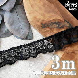 ◇ ラッセル レース◇ ミニラッセル* フリル 黒 3m巻き