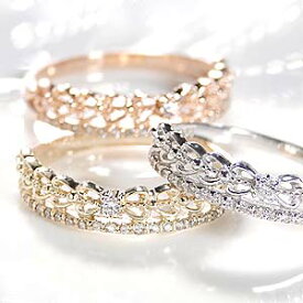 K10PG/WG/YG 0.1ct2連 ティアラ ダイヤ リングレディース 指輪 リング ゴールド K10 プレゼント りぼん リボン クリスマス 4月誕生石 ダイヤ リング ダイヤモンド リング クラシカル 二連 ピンキー 送料無料 品質保証書 代引手数料無料