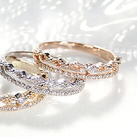 K10PG/WG/YG 0.1ct ティアラ ダイヤ リングレディース 指輪 リング ゴールド K10 10金 プレゼント ミルグレイン クリスマス 4月誕生石 ダイヤ リング ダイヤモンド リング クラシカル 二連 ピンキー 送料無料 品質保証書 代引手数料無料