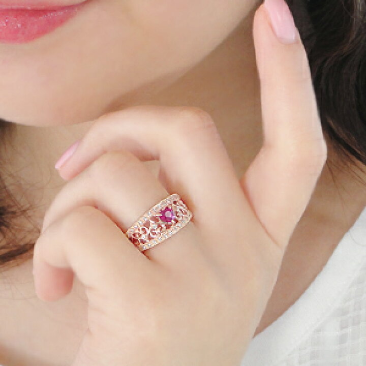 楽天市場】K18WG/YG/PG ハートシェイプ ルビー ダイヤモンド リング  