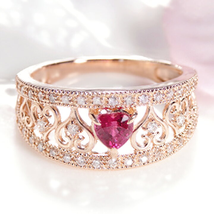 楽天市場】K18WG/YG/PG ハートシェイプ ルビー ダイヤモンド リング  