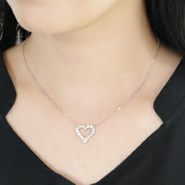 楽天市場】Pt900【1.12ct】オープンハート ダイヤモンド ネックレス 