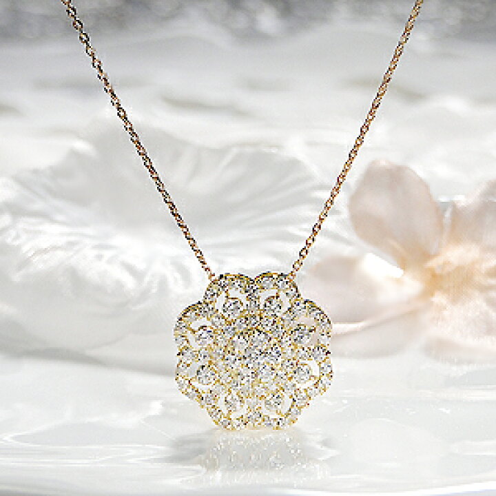 楽天市場】K18 WG/YG/PG【1.0ct】フラワー ダイヤモンド ペンダント  
